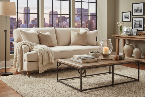 Kristen I 78 Inch English Arm Single Bench Cushion Apartment Size Fabric Sofa