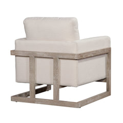 Conley "Quick Ship" Cream Fabric Accent Chair With Decorative Wood Base