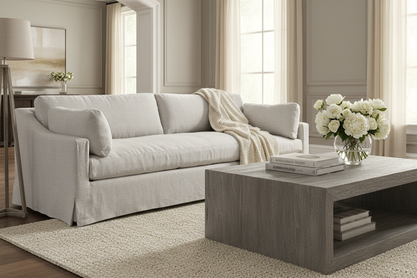 Lara Linen 96 Inch "Quick Ship" Slipcovered Sofa