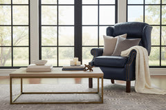 Liam Navy "Quick Ship" Traditional Chippendale Wingback Recliner