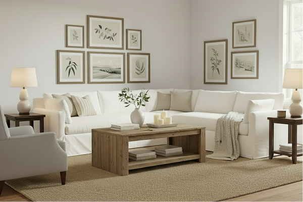 Liza Bench Seat Track Arm Slipcovered Sectional