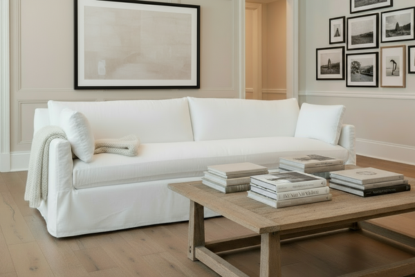 Liza I 100 Inch Single Bench Seat Slipcovered Sofa