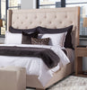 Image of Loren Fabric "Quick Ship" Upholstered Queen Or King Tufted Platform Wing Bed