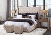 Image of Loren Fabric "Quick Ship" Upholstered Queen Or King Tufted Platform Wing Bed