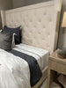 Image of Loren Fabric "Quick Ship" Upholstered Queen Or King Tufted Platform Wing Bed