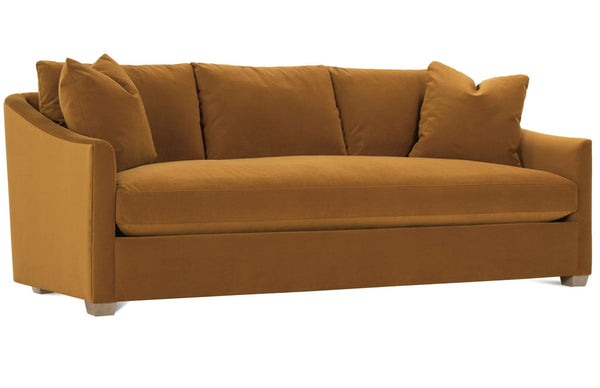 Luca 89 Inch Fabric Bench Cushion Sloping Wing Arm Sofa