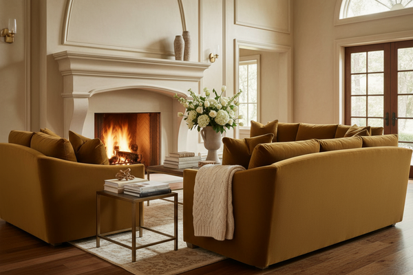 Luca 89 Inch Fabric Bench Cushion Sloping Wing Arm Sofa