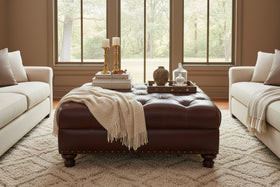 Lucas "Ready To Ship" 44 Inch Square Leather Bench Ottoman (Photo For Style Only)