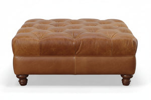 Lucas "Ready To Ship" 44 Inch Square Leather Bench Ottoman (Photo For Style Only)