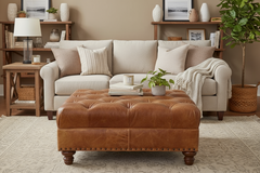 Lucas STORAGE Tufted 36", 40", 44", Or 48" Inch Square Leather Ottoman (4 Sizes Available)
