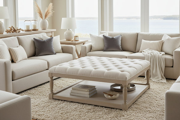 Pierce "Quick Ship" 42 Inch Square Tufted Top Ottoman