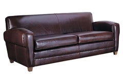 Madison 82 Inch Parisian Art Deco Two Seat Leather Sofa