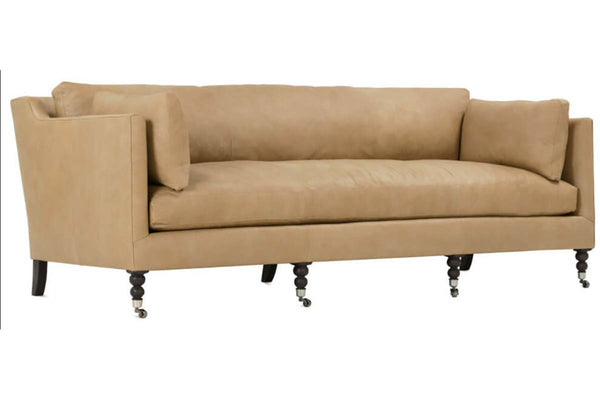 Marjorie "Quick Ship" Lavish Butterscotch 90 Inch Transitional Leather Track Arm Sofa