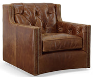 London Leather Tufted Swivel Accent Chair