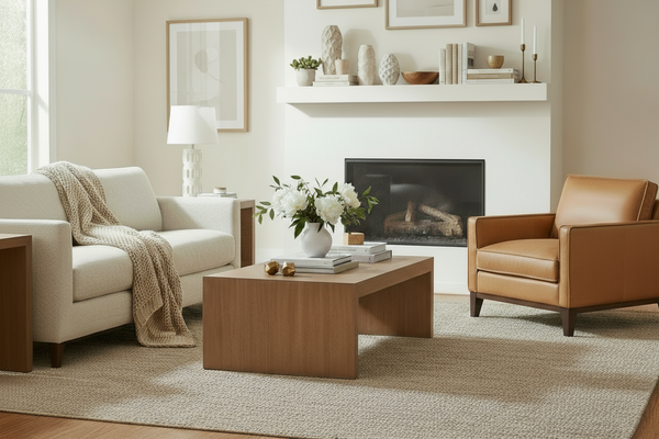 Kellan Modern Track Arm Leather Club Chair