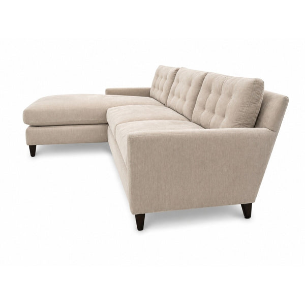 Ellie Fog 103 Inch "Quick Ship" Biscuit Back Reversible Chaise Sofa