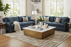Phoebe Lake 85 Inch Slipcovered "Quick Ship" Track Arm Sofa