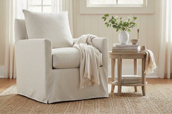 Paulette Slipcovered SWIVEL Fabric Club Chair