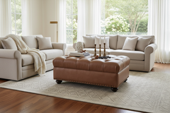 Paxton STORAGE Tufted 36", 48", 56", Or 65" Inch Rectangular Leather Ottoman (4 Sizes Available)