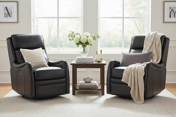 Fairmont Leather "Quick Ship" SWIVEL/GLIDER Power Recliner