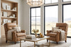 Image of Farrell Caramel Dual Power "Quick Ship" Leather Transitional Recliner