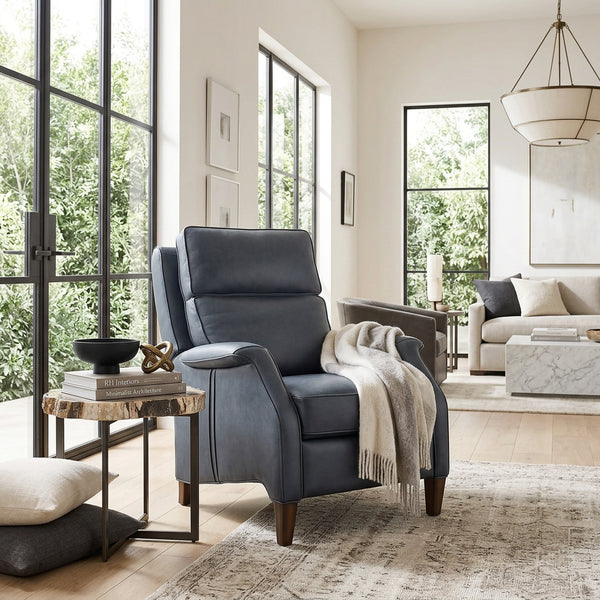 Keegan Blue Dual Power "Quick Ship" Leather Transitional Recliner