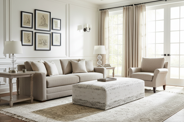 Rowley 61 Inch Long Upholstered Rectangular Oversized Ottoman