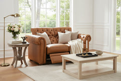 Newcastle Caramel "Quick Ship" Wall Hugger Power Leather Reclining Loveseat