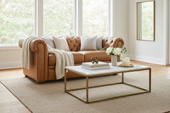 Newcastle Caramel "Quick Ship" Wall Hugger Power Leather Reclining Loveseat