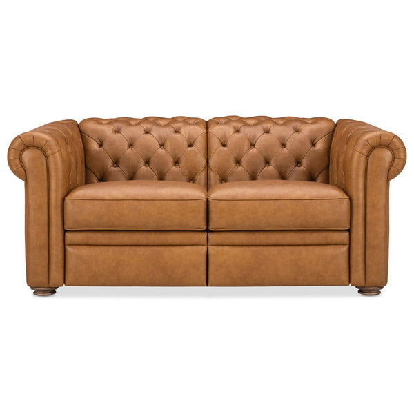Newcastle Caramel "Quick Ship" Wall Hugger Power Leather Reclining Loveseat