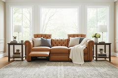 Newcastle Caramel 94 Inch "Quick Ship" Wall Hugger Power Leather Reclining Sofa