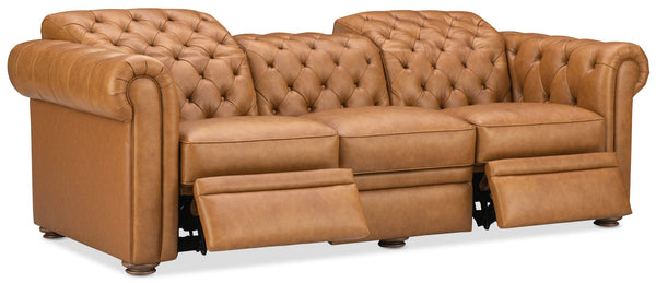 Newcastle Caramel "Quick Ship" Reclining Chesterfield Leather Furniture Collection