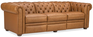 Newcastle Caramel 94 Inch "Quick Ship" Wall Hugger Power Leather Reclining Sofa