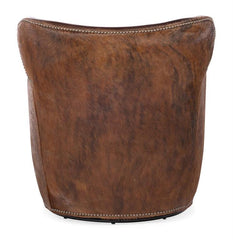 Simpson Dark Brindle Leather Swivel "Quick Ship" Brown Hair On Hide Accent Chair