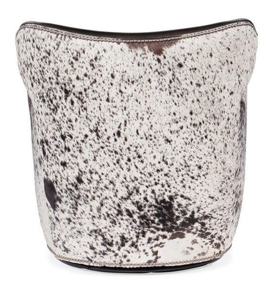 Simpson Legendary Graphite Leather Swivel Quick Ship Salt & Pepper Hair On Hide Accent Chair