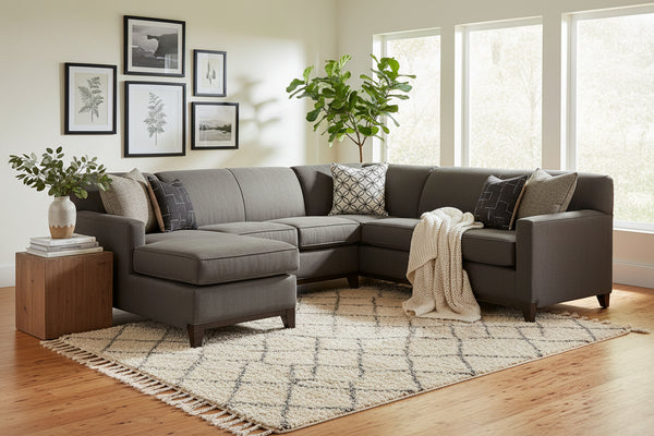 Solomon Tight Back Track Arm Fabric Sectional Couch