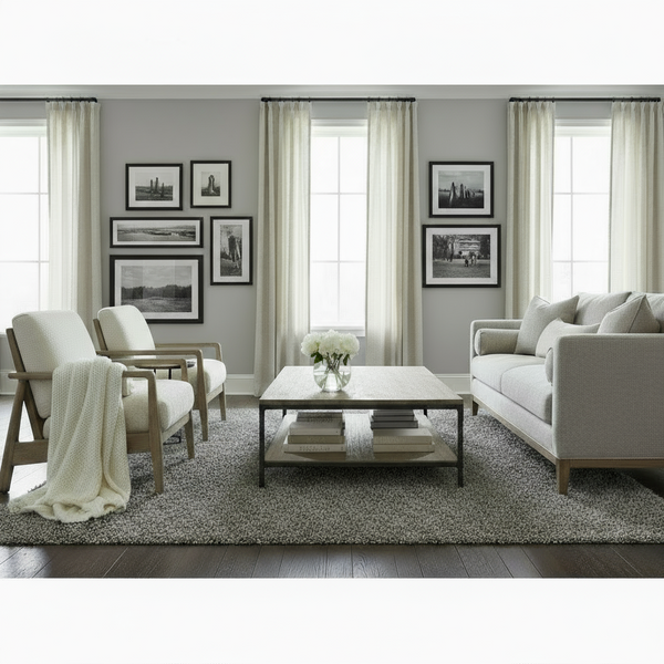 Sophia Canvas "Quick Ship" Exposed Wood Accent Chair