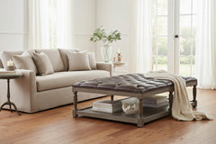 Thomas 59 Inch Rectangular "Quick Ship" Tufted Ottoman With Wood Storage Base