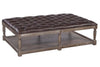 Image of Thomas Rectangular "Quick Ship" Tufted Leather Upholstered Coffee Table Ottoman With Wood Storage Base