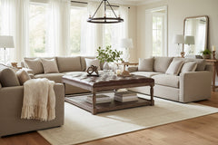 Thomas 42 Inch Square "Quick Ship" Tufted Leather Coffee Table Ottoman With Wood Storage Base