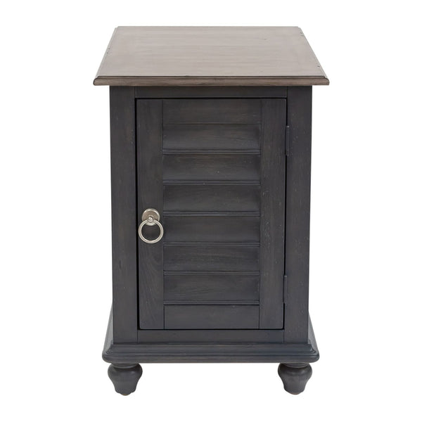 Verona Traditional Slate Door Storage Chair Side Table With Weathered Plank Pine Top