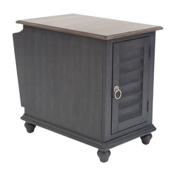 Verona Traditional Slate Door Storage Chair Side Table With Weathered Plank Pine Top
