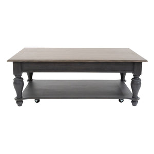 Verona Traditional Slate Coffee Table With Weathered Pine Top