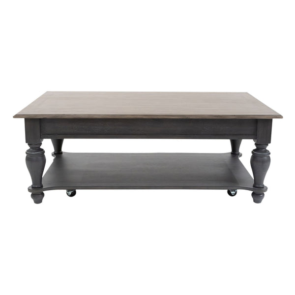 Verona Traditional Slate Coffee Table With Weathered Pine Top