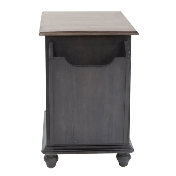 Verona Traditional Slate Door Storage Chair Side Table With Weathered Plank Pine Top
