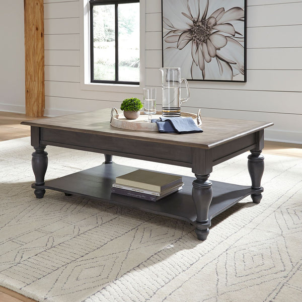 Verona Traditional Slate Coffee Table With Weathered Pine Top