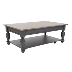 Verona Traditional Slate Coffee Table With Weathered Pine Top