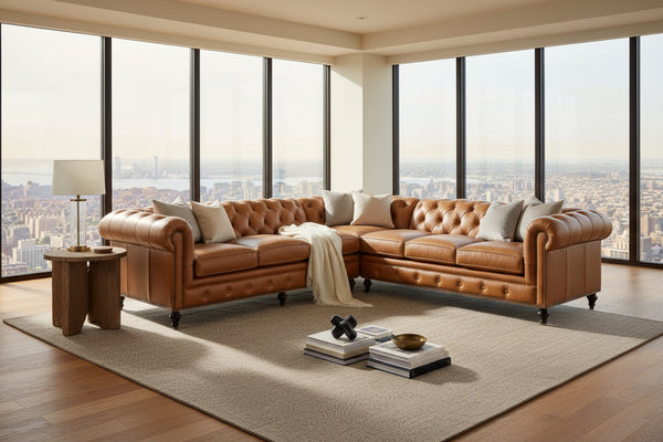 Walden Leather Chesterfield Sectional