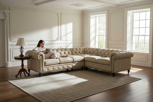 Walden Leather Chesterfield Sectional