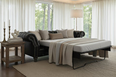 Westminster 94 Inch Chesterfield Tufted Leather Queen Sleeper Sofa